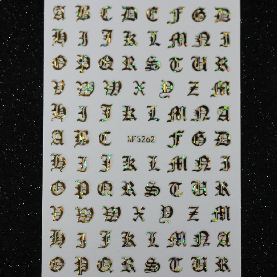 Nail Art Stickers: Old English Letters