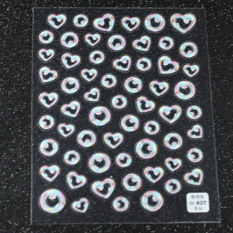 Nail Art Stickers: Hearts and Bubbles
